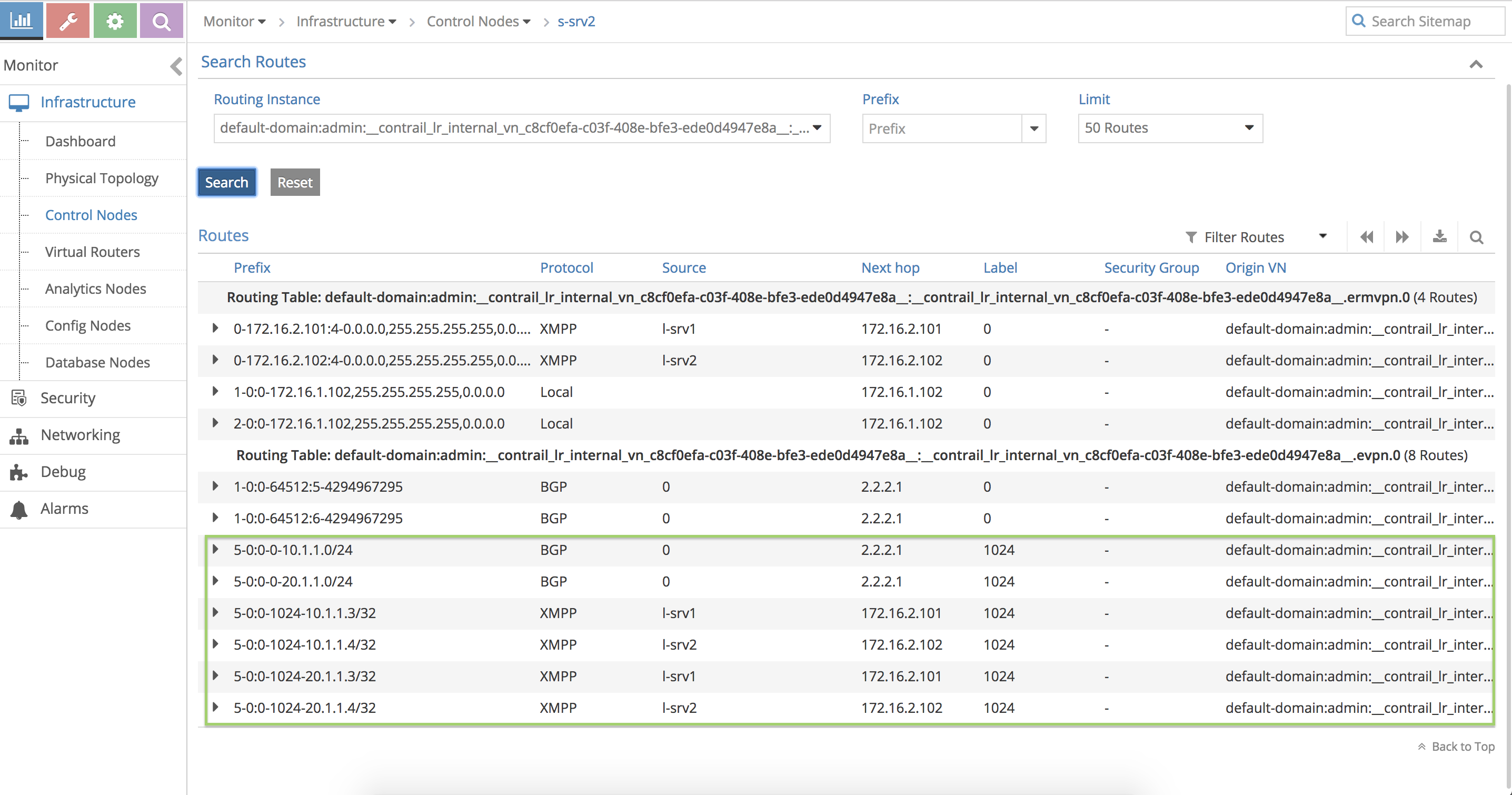 Contrail EVPN Type5 routing table